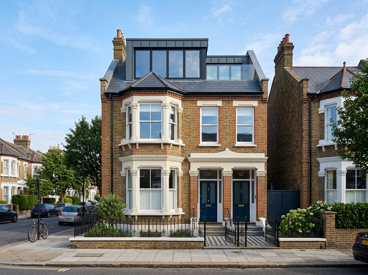 Classic London Victorian terraced house with bespoke dormer loft conversion and period detailing